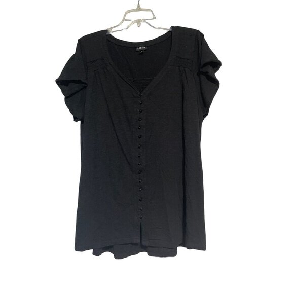 Torrid Women's Top Shirt V-Neck Short Sleeve Cotton Modal Black Size 3 - Picture 1 of 5